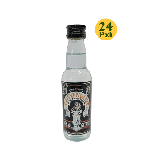 Miniature bottle Friesengeist with a black label on a white background, featuring a '24 Pack' badge.