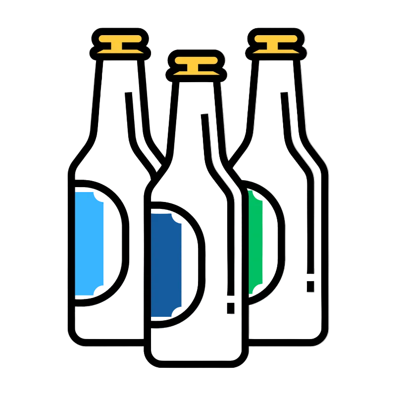 a drawing of 3 Bottles of German beers 