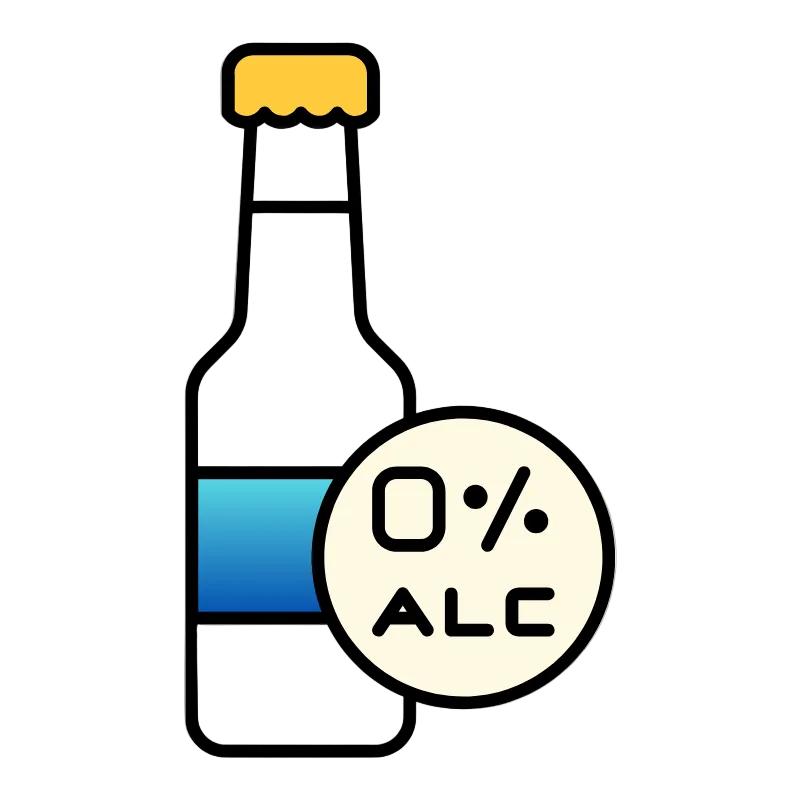 a drawing of a bottle of Non alcoholic german beer