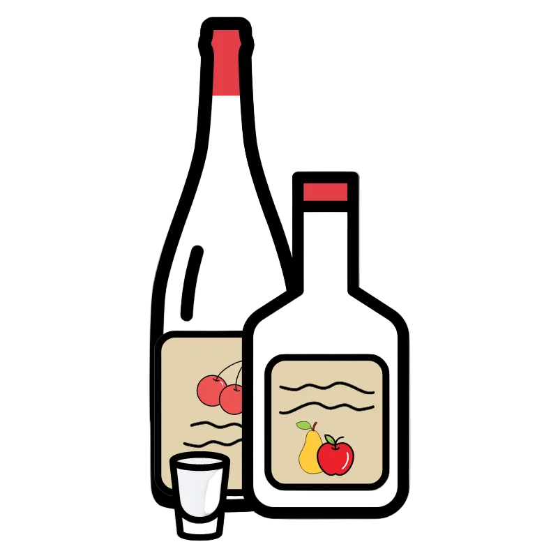 2 bottles of schnapps on a white background