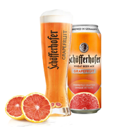 Schofferhofer Grapefruit Wheat beer Mix 500ml Can and Glass with Grapefruits