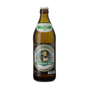 Augustiner Lagerbier Hell  bottle with a label on a white background