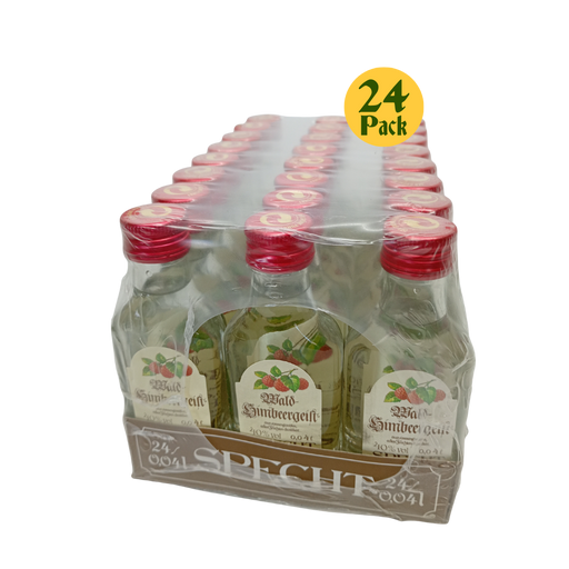 24-pack of Wald Schnberger Specht bottles with red caps on a white background